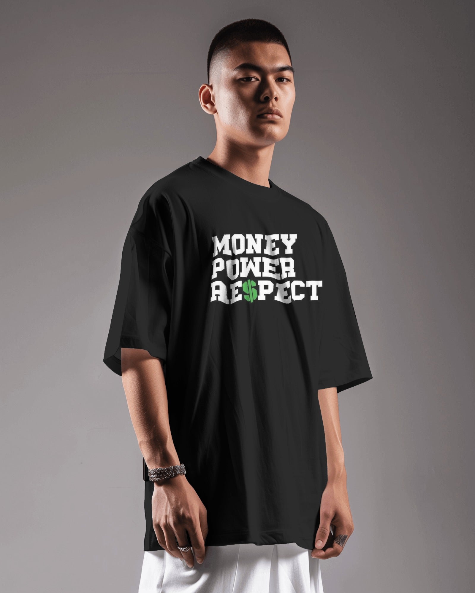 Money Power - Oversized Black Front Tee