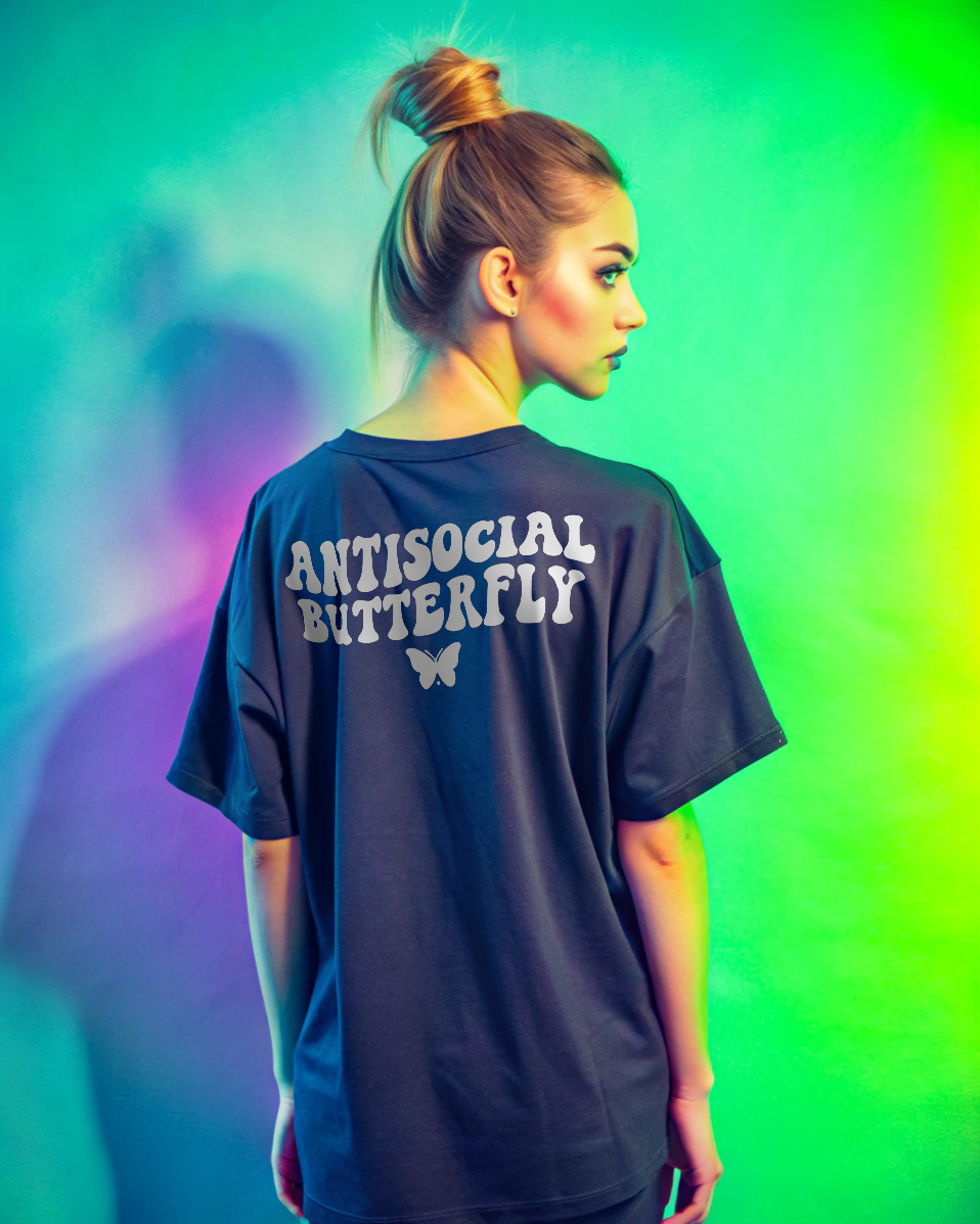 AntiSocial Butterfly - Women Oversized Tee