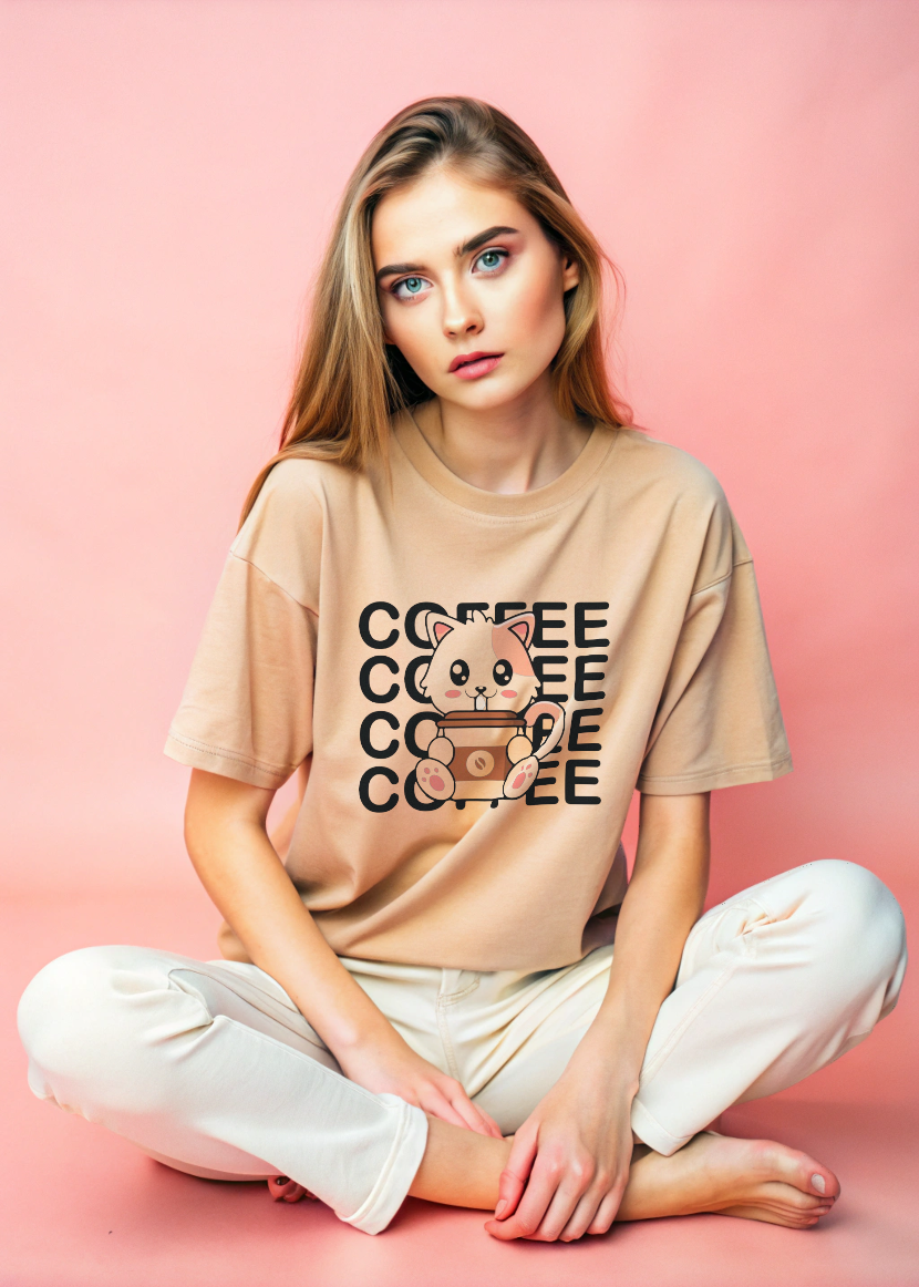 coffee cat - Women Oversized Tee