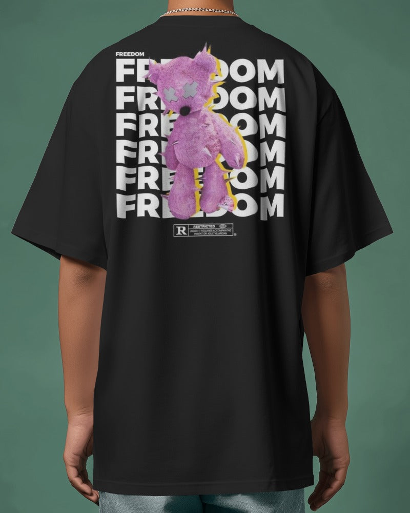 Freedom Teddy T-shirt - Oversized Black Tee