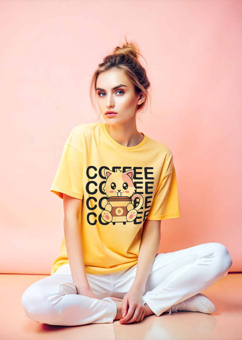 coffee cat - Women Oversized Tee