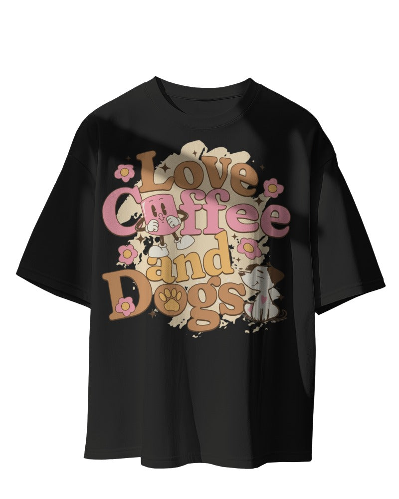 Love Coffee & Dogs Oversized Tee