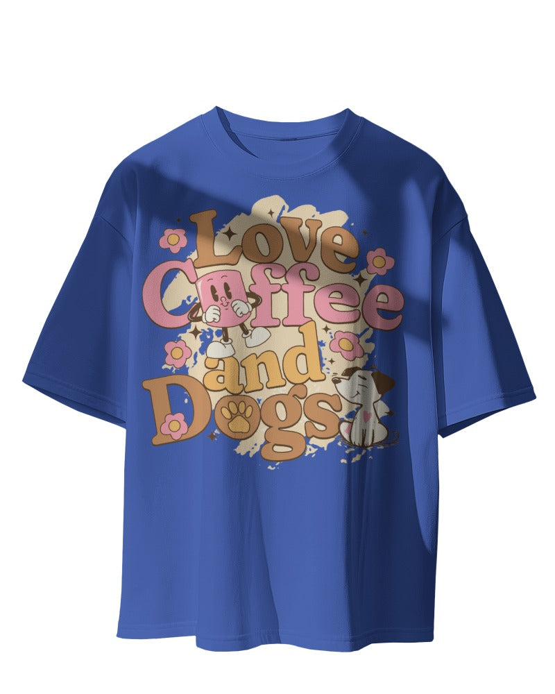 Love Coffee & Dogs Oversized Tee