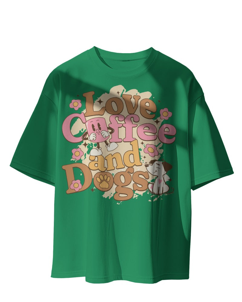 Love Coffee & Dogs Oversized Tee