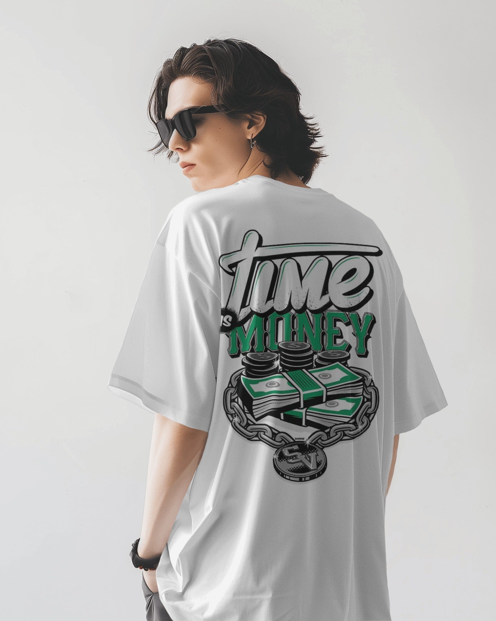 Time is money - Oversized white Tee