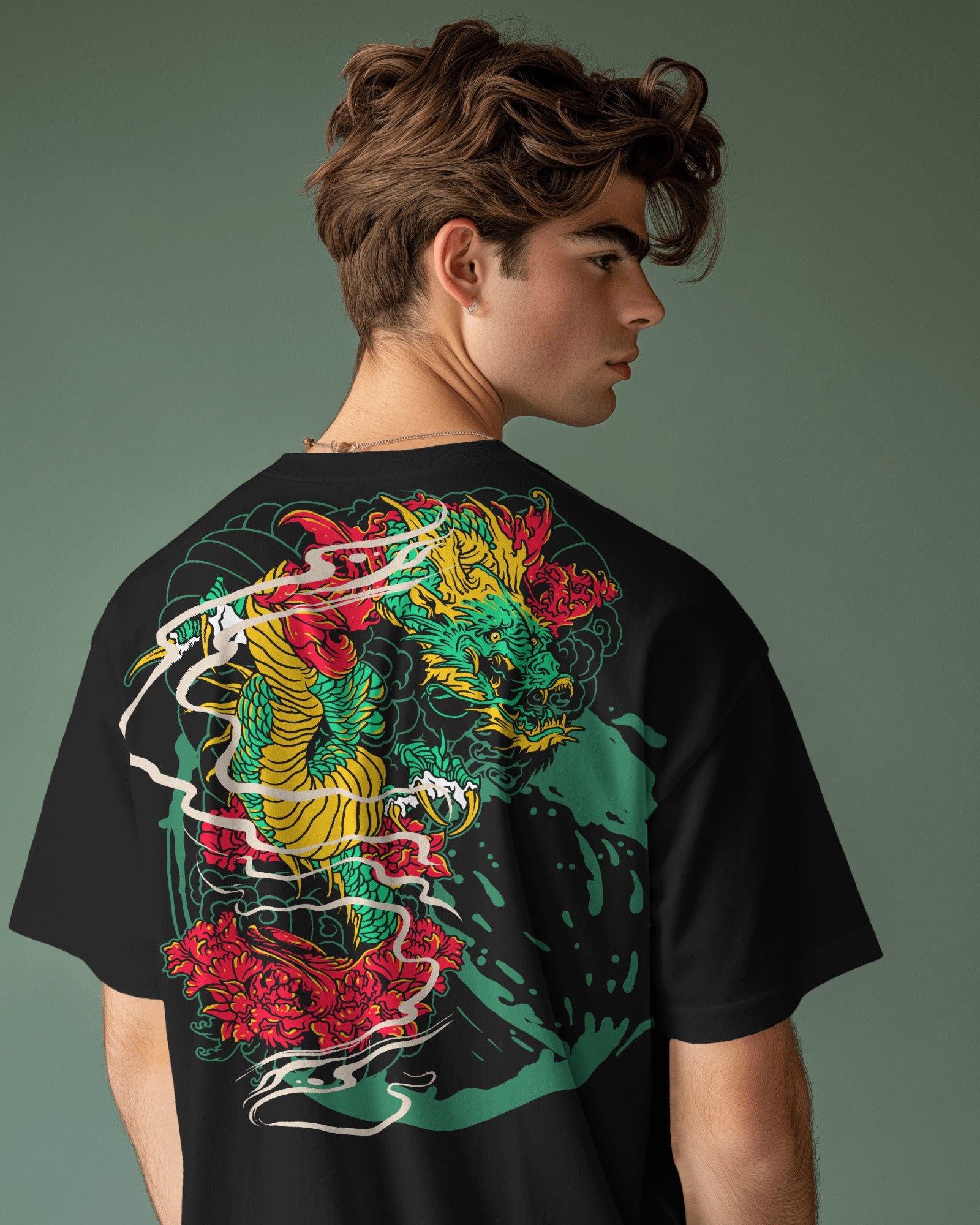 ColourFull Dragon - Oversized Black Tee